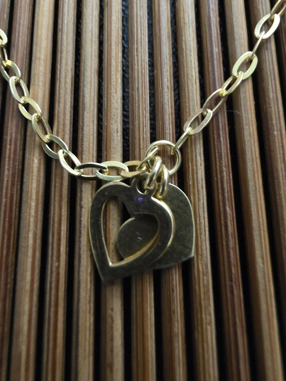 925 Silver Heart Charms Yellow Gold Bracelet